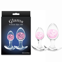 Glams Cosmic 2pc Kit - Pink Clear/Pink Butt Plugs - Set of 2 Sizes