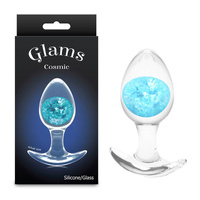 Glams Cosmic - Medium - Blue Clear/Blue 9.5 cm Small Butt Plug