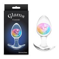 Glams Cosmic - Medium - Rainbow Clear/Rainbow 9.5 cm Small Butt Plug