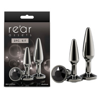 Rear Assets Tapered Trainer Kit - Gunmetal Gunmetal Grey Metal Butt Plugs - Set of 2 Sizes