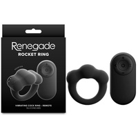 Renegade Rocket Ring - Black Black USB Rechargeable Vibrating Cock Ring with Wireless Remote