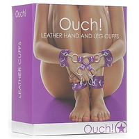 Leather Hand And Legcuffs - Purple