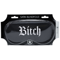 OUCH! Satin Mask - Bitch Black Printed Eye Mask