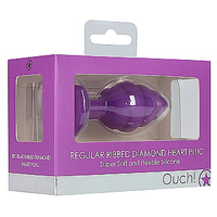 Regular Ribbed Diamond Heart Plug - Purple