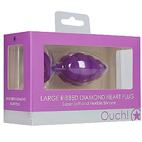 Large Ribbed Diamond Heart Plug - Purple