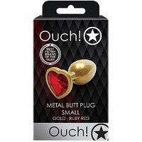 OUCH! Heart Gem Gold Butt Plug - Small Gold 6.9 cm Small Butt Plug with Heart Gem Base