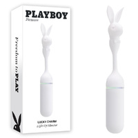 Playboy Pleasure LUCKY CHARM White USB Rechargeable Vibrating Bullet with Bunny Tip
