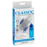 Classix Dual Vibrating Penis Sleeve Blue and Clear