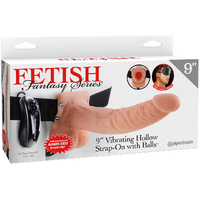 9" Vibrating Hollow Strap-On + Balls