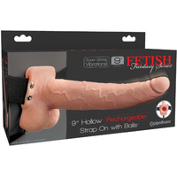 9" Hollow Vibrating Strap On + Balls