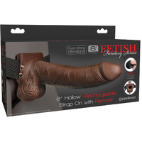 8" Hollow Vibrating Strap-On