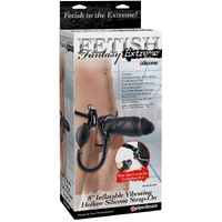 8" Inflatable Vibrating Hollow Strap-On
