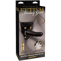 Gold First Time Vibrating Strap-On Set