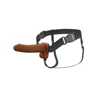 Fantasy X-Tensions Elite 7 in. Vibrating Hollow Silicone Strap-On Brown