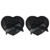 Black Satin Heart Pasties
