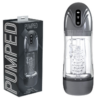 PUMPED SonicPull - Gunmetal Gunmetal Grey/Clear USB Rechargeable Sucking And Vibrating Auto Masturbator