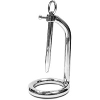 Stainless Steel 45Mm Chastity Ring With Urethral Stick