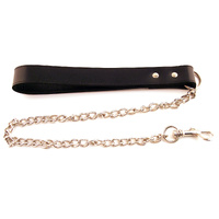 Leather Dog Lead + Chain