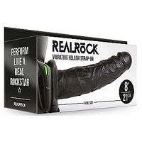 8" Hollow Vibrating Strap On System