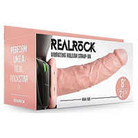 8" Hollow Vibrating Strap On System