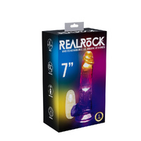 REALROCK 7'' with Balls Wireless Rechargeable LED Vibrating Dong Clear with LED 19.5 cm USB Rechargeable Vibrating Dong with Remote
