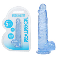 REALROCK 5'' Crystal Clear Dildo with Balls - Blue Clear Blue 14.7 cm Dong