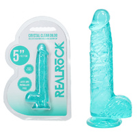 REALROCK 5'' Crystal Clear Dildo with Balls - Turquoise Clear Turquoise 14.7 cm Dong