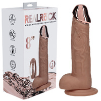 REALROCK Metal Head 8'' Rechargeable Dildo - Tan Tan 22 cm USB Rechargeable Vibrating Dildo with Metal Head and Wireless Remote