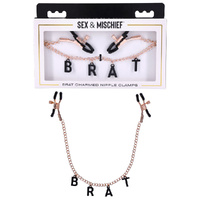 Sex & Mischief Brat Charmed Nipple Clamps Rose  Nipple Clamps With 45cm Chain