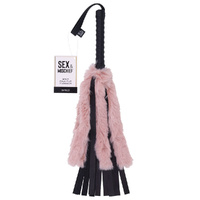 Sex & Mischief Brat Faux Fur Flogger  50cm Whip With  Faux Feather