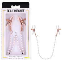 Sex & Mischief Peaches N Creame Pearl Nipple Clamps Peach Nipple Restraints