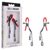 S&M Exs & Ohs Nipple Clamps  Tipped Metal Nipple Clamps Set Of 2