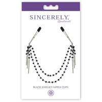 Sincerely Midnight Black Jeweled Nipple Clips