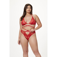 2 Pc Halter Bra/Criss Cross Panty O/Sq