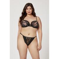 Two Piece Mesh/Rhinestone Bra/Panty Set 1X/2X