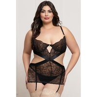 Two Piece Lace And Satin Chemise Set OS X