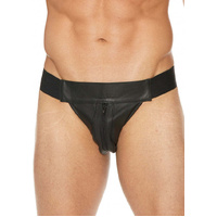 Leather Striped Front Zip Jock L/XL
