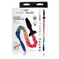 Whipsmart Furry Tales Silicone Rainbow Tail  8.9cm Butt Plug With Rainbow Tail