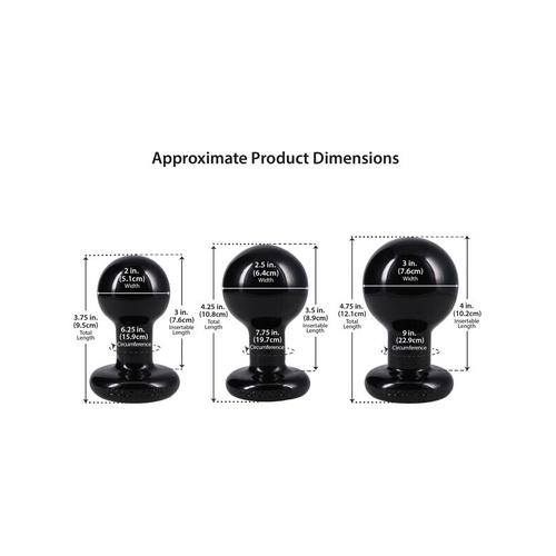 The Classic Round Butt Plug - 3 piece set Black