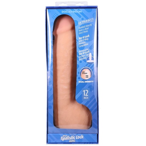The Realistic Cock -  Hung With Removable Vac-U-Lock Suction Cup - ULTRASKYN - 12 Inch (with balls) Vanilla