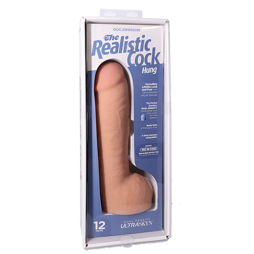 The Realistic Cock -  Hung With Removable Vac-U-Lock Suction Cup - ULTRASKYN - 12 Inch (with balls) Vanilla
