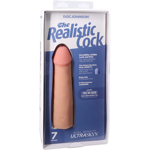 The Realistic Cock - With Removable Vac-U-Lock Suction Cup - ULTRASKYN - 7 Inch Vanilla
