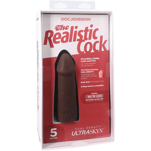 The Realistic Cock - With Removable Vac-U-Lock Suction Cup - ULTRASKYN - 5 Inch Chocolate