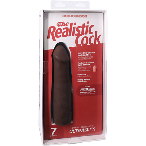 The Realistic Cock - With Removable Vac-U-Lock Suction Cup - ULTRASKYN - 7 Inch Chocolate