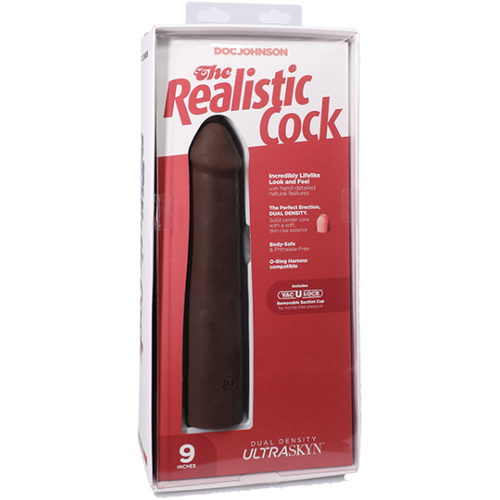 The Realistic Cock - With Removable Vac-U-Lock Suction Cup - ULTRASKYN - 9 Inch Chocolate