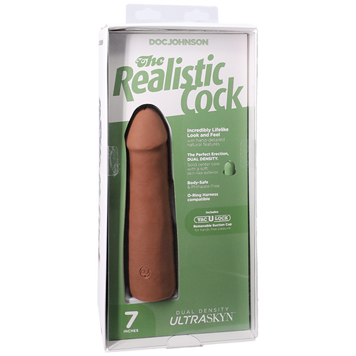 The Realistic Cock - With Removable Vac-U-Lock Suction Cup - ULTRASKYN - 7 Inch Caramel