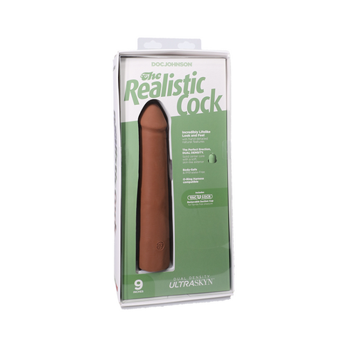 The Realistic Cock - With Removable Vac-U-Lock Suction Cup - ULTRASKYN - 9 Inch Caramel