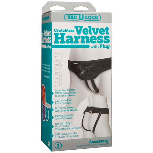 Crotchless Velvet Harness with Plug