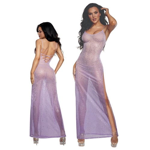 DreamGirl Ombre Glitter Mesh Gown Lilac L/XL