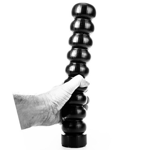 12" Blanc Ribbed Anal Tool